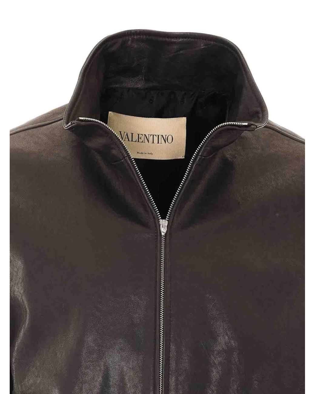 Valentino Garavani Gray Leather Jacket for men