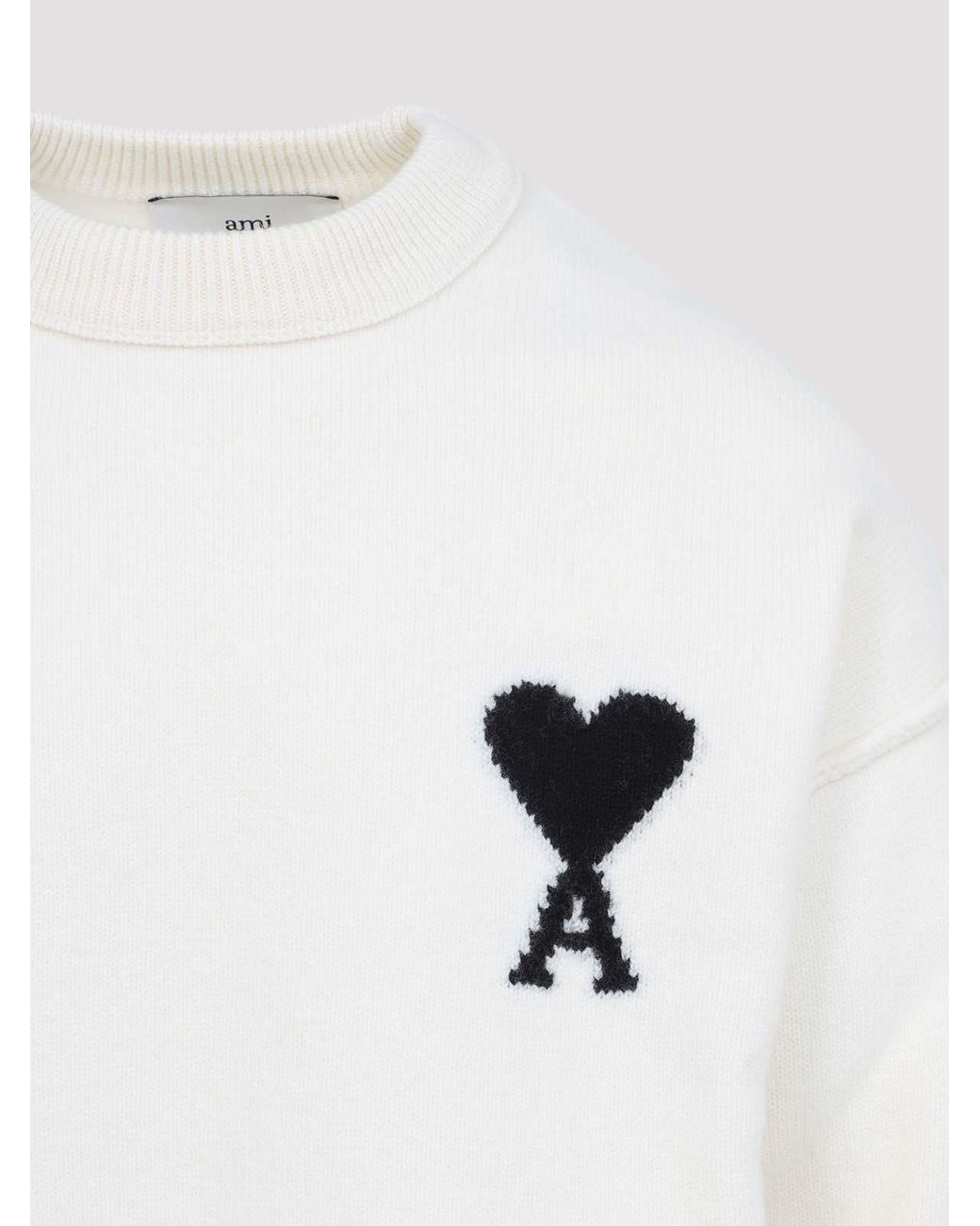 AMI White Adc Crewneck Sweater for men