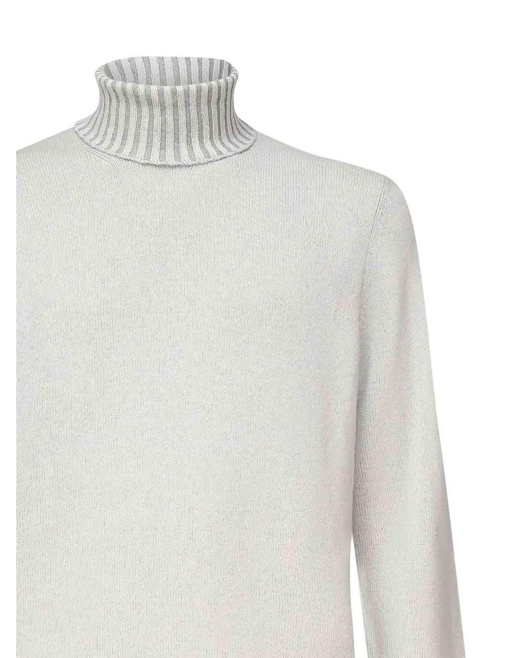 Giuliano Galiano White Premium Turtleneck Sweater for men