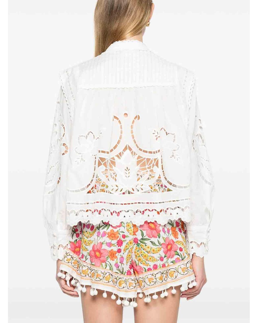 Farm Rio White Blouse With Floral Embroidery