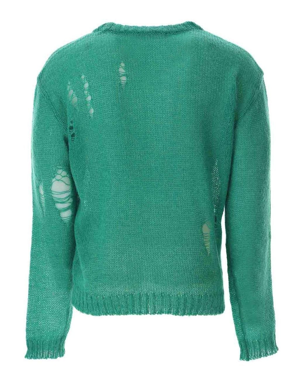 ANDERSSON BELL Green Adsb Kid Mohair Crew-Neck Sweater for men