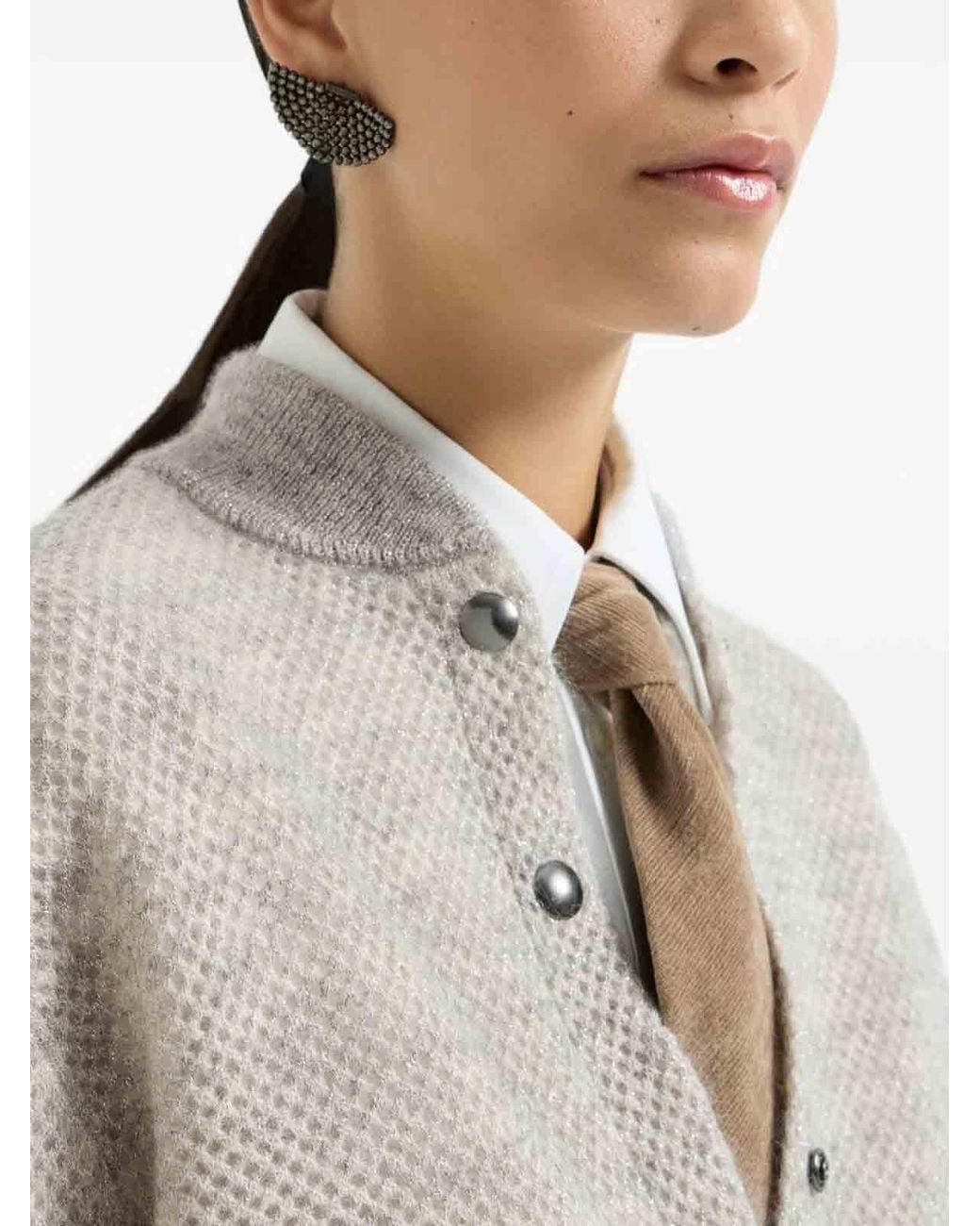 Brunello Cucinelli White Wool-Blend Cardigan With Buttons