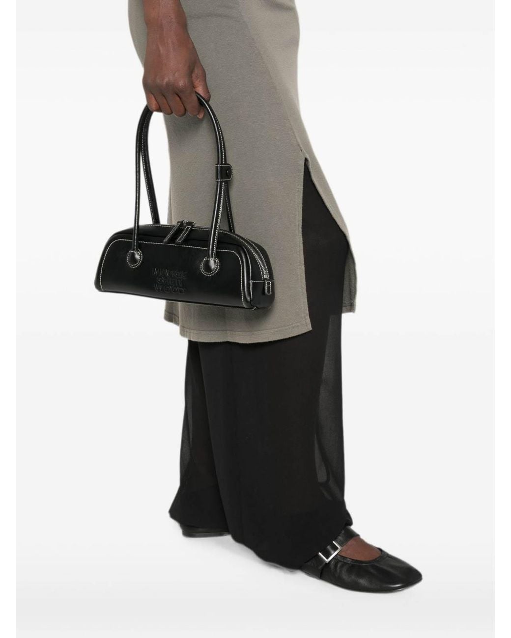 MARGE SHERWOOD Black Leather Top-Handle Bag