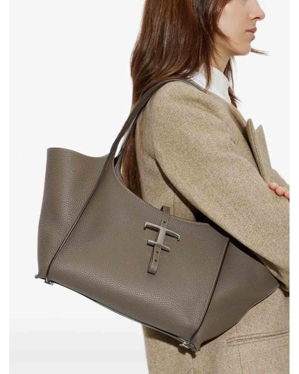 Tod's Metallic T Timeless Shopping Bag