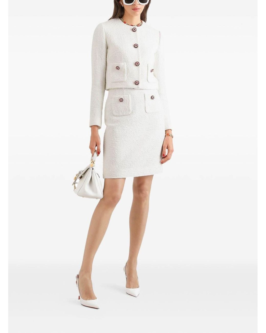 Dolce & Gabbana White Cotton Midi Skirt