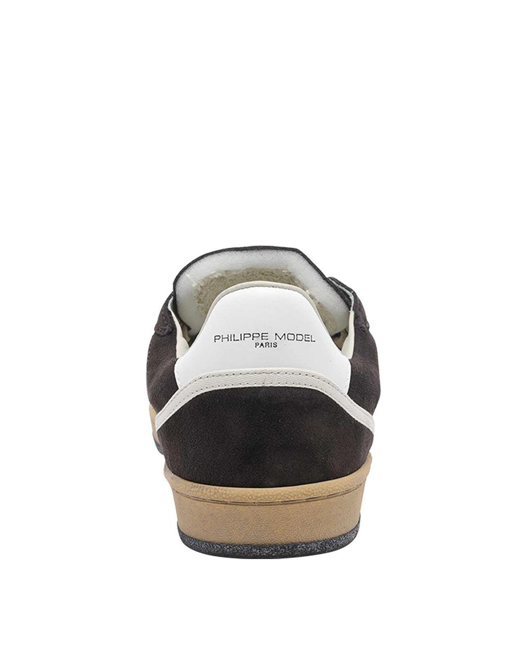 Philippe Model Black Pgal Suede Calfskin Low-Top Sneakers With Perforated Toe for men