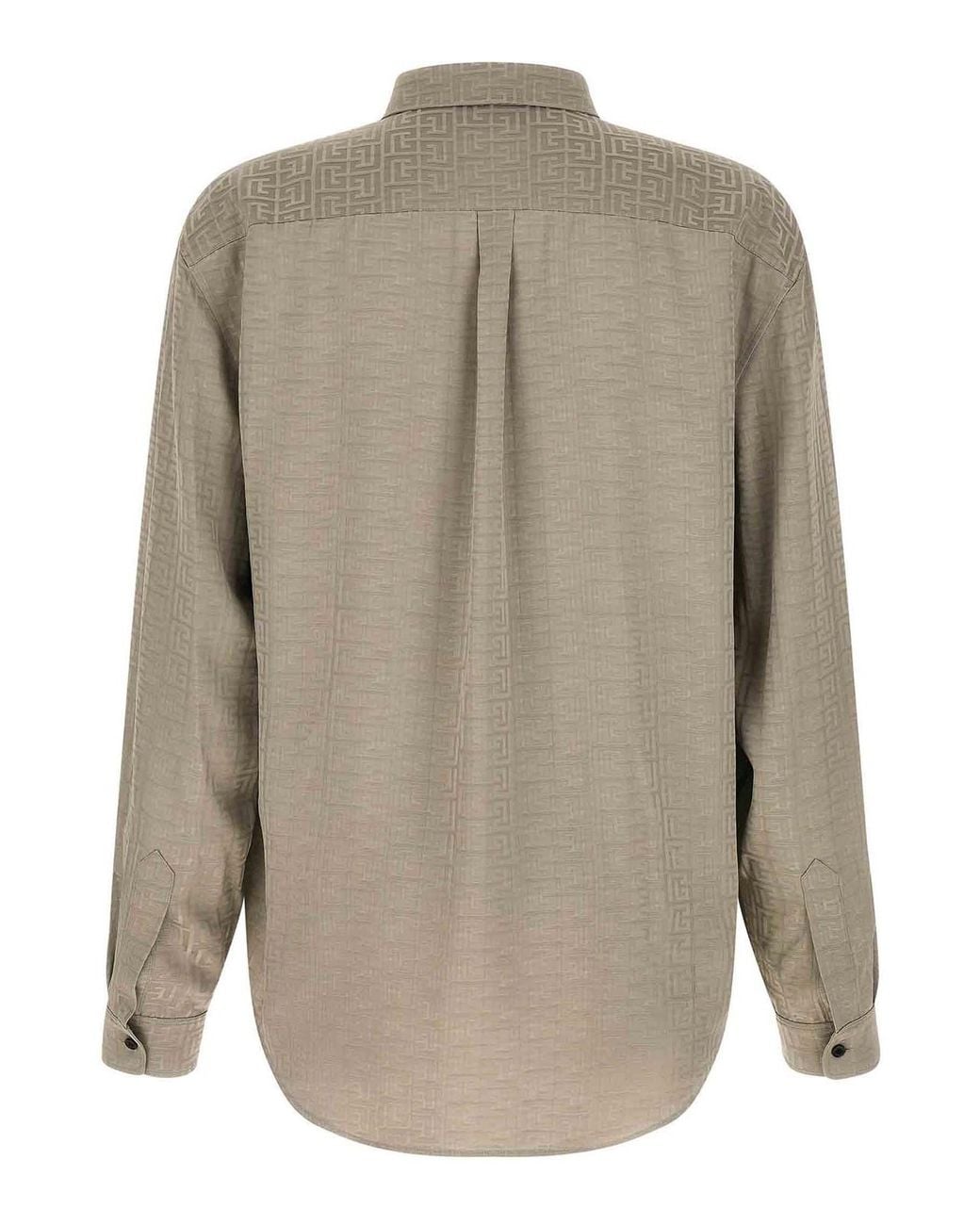Balmain Natural Jacquard Monogram Shirt for men
