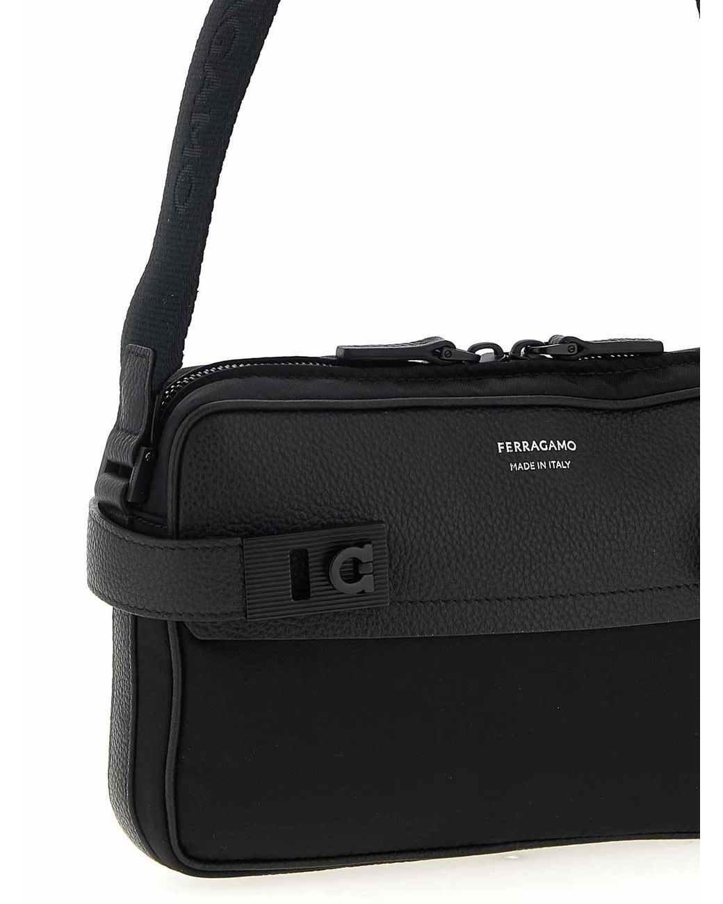 Ferragamo Black Twins Nylon Crossbody Bag for men