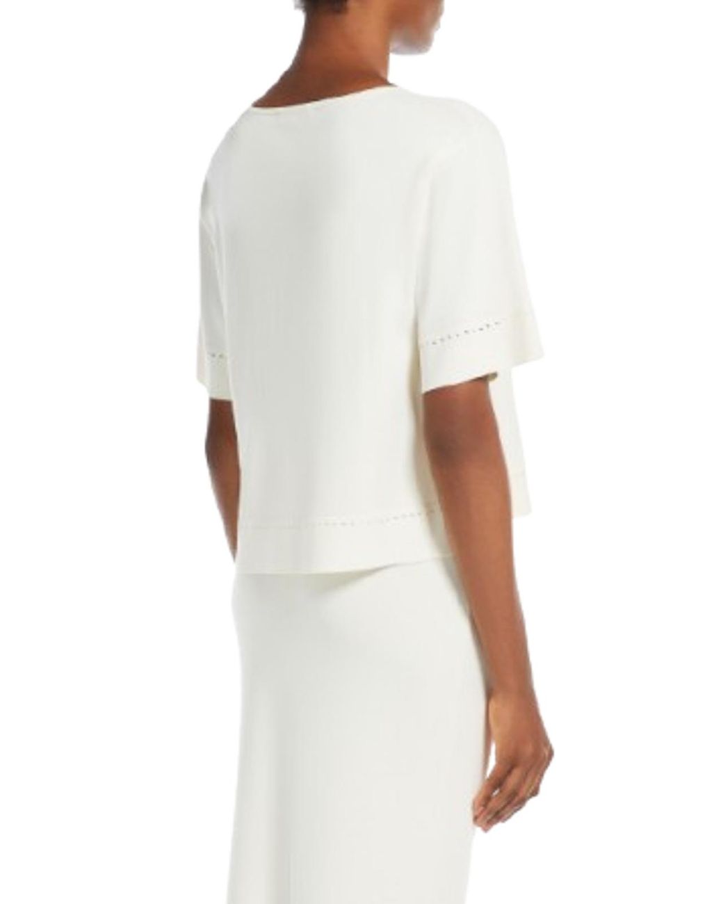 Max Mara White Viscose Boat Neck Sweater