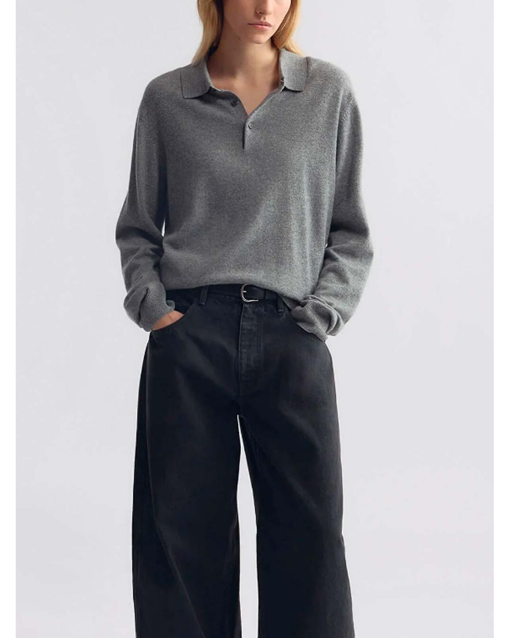 Nili Lotan Gray 'Jovan' Polo Neck Sweater