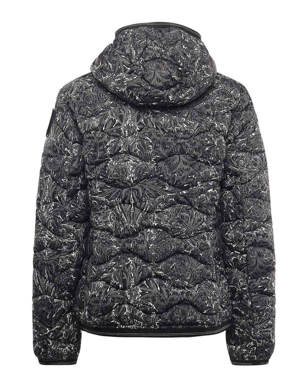 Blauer Gray Camellia Wave-Print Down Jacket