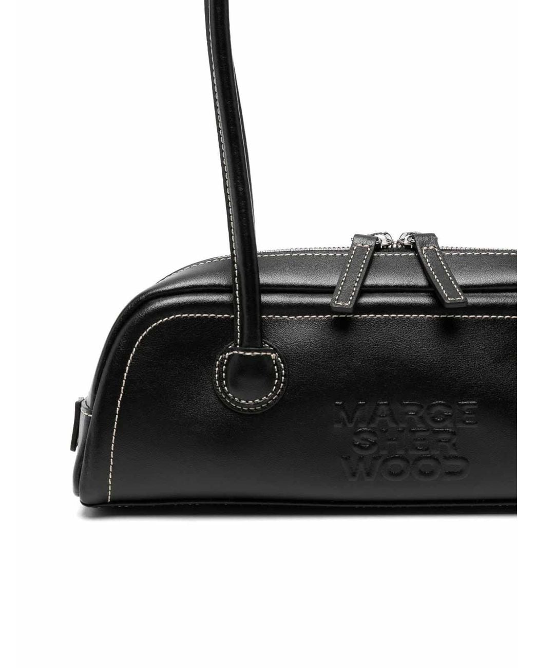 MARGE SHERWOOD Black Leather Top-Handle Bag