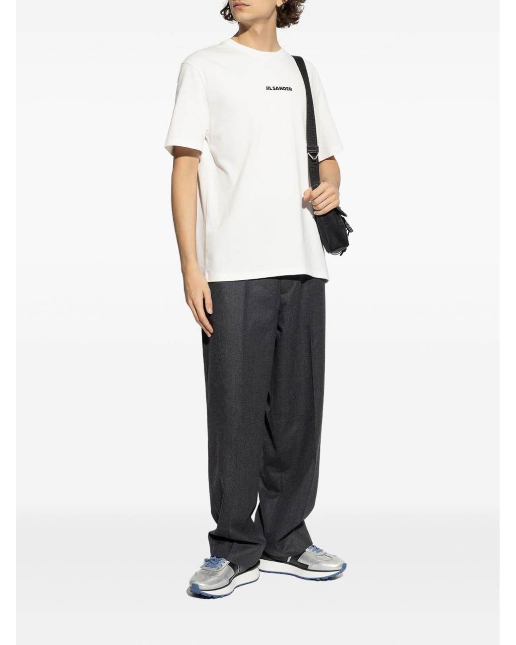 Jil Sander White Crewneck Short Sleeves Logo T-Shirt for men