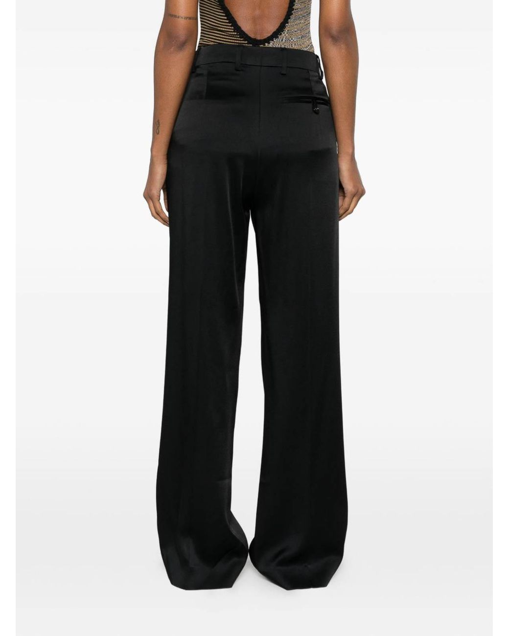 Stella McCartney Black Pleated Satin Trousers