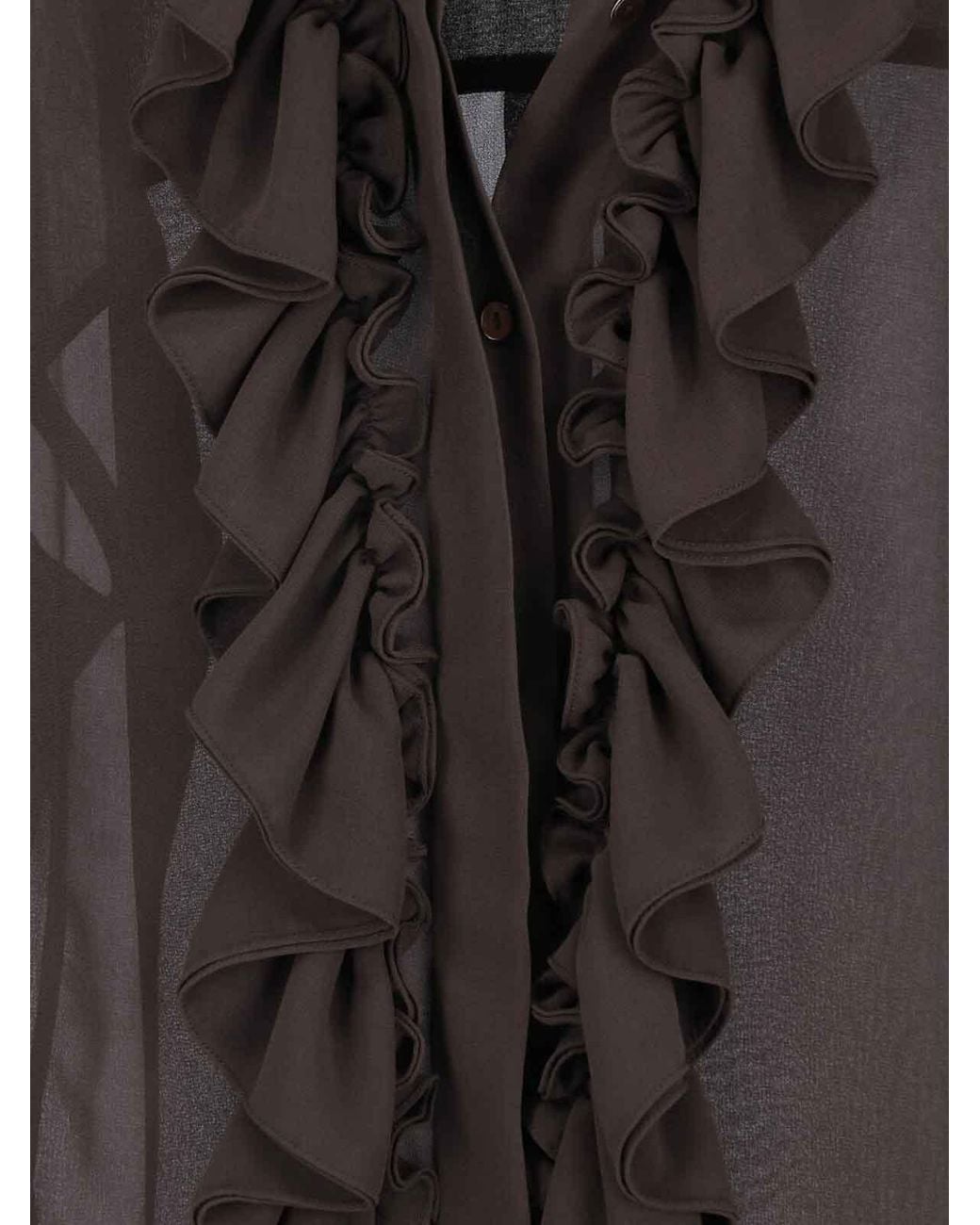P.A.R.O.S.H. Gray Shirt With Ruffles