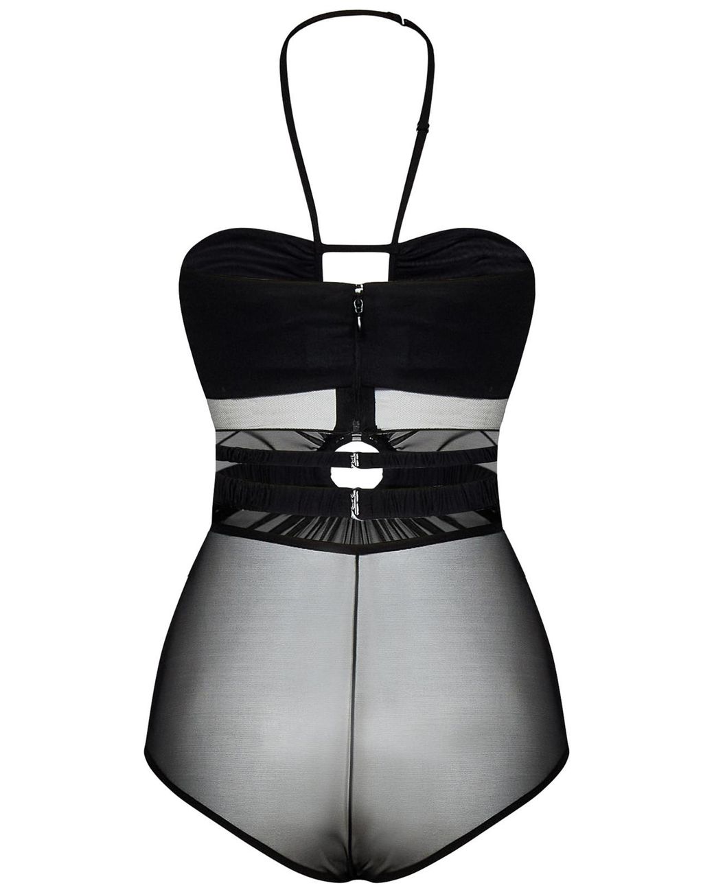 Nensi Dojaka Black Stretch Tulle Bodysuit