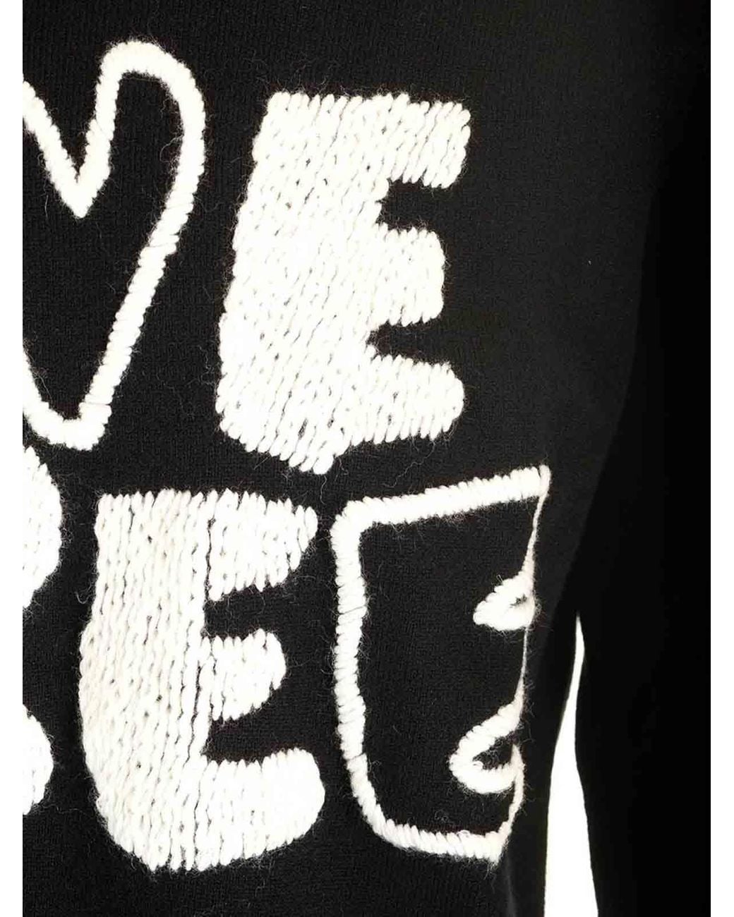 Comme des Garçons Black Wool Crewnewck Sweater With Embroidery for men