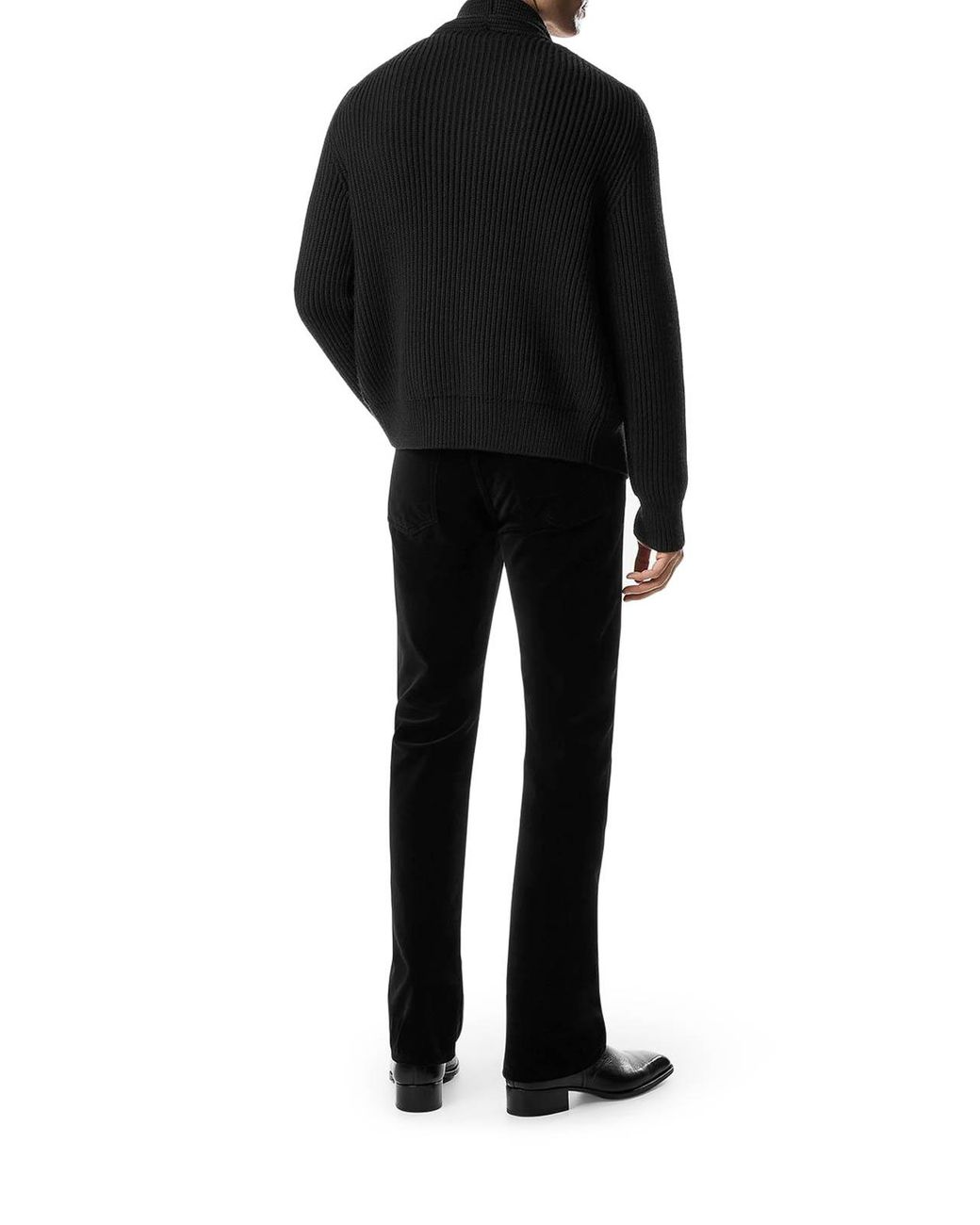Tom Ford Black Wool Silk Shawl Collar Cardigan for men