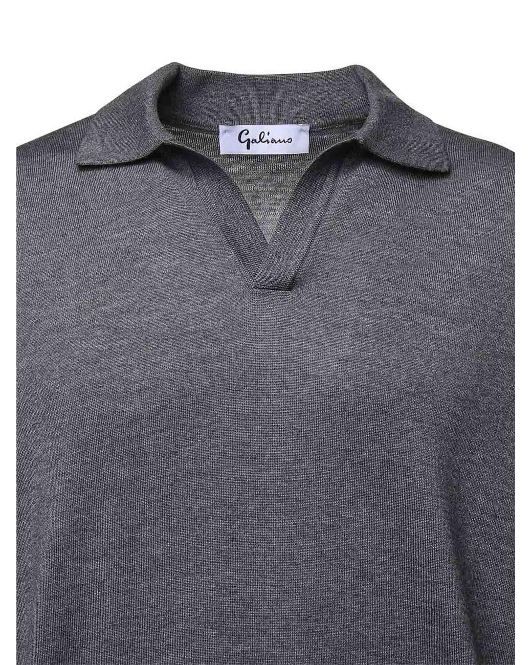 Giuliano Galiano Gray Wool Polo Sweater for men