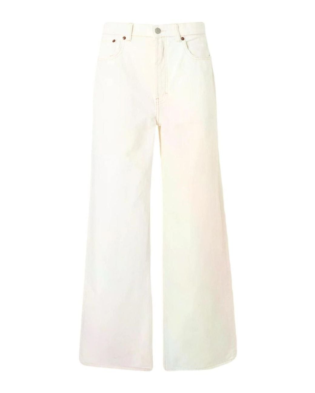 Ralph Lauren White Woven-Wide Leg-Pants-3X1 Rigid