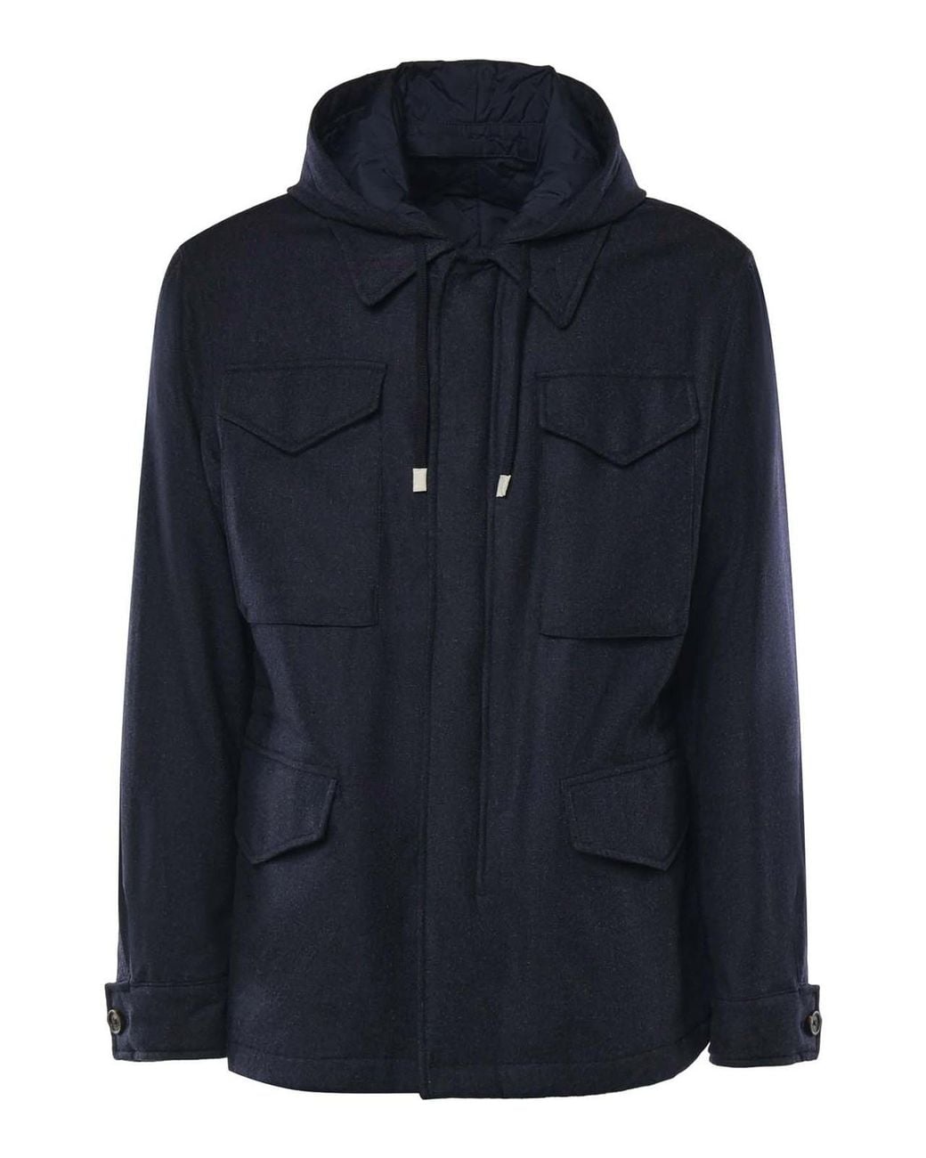 Eleventy Blue Hooded Field Jacket for men