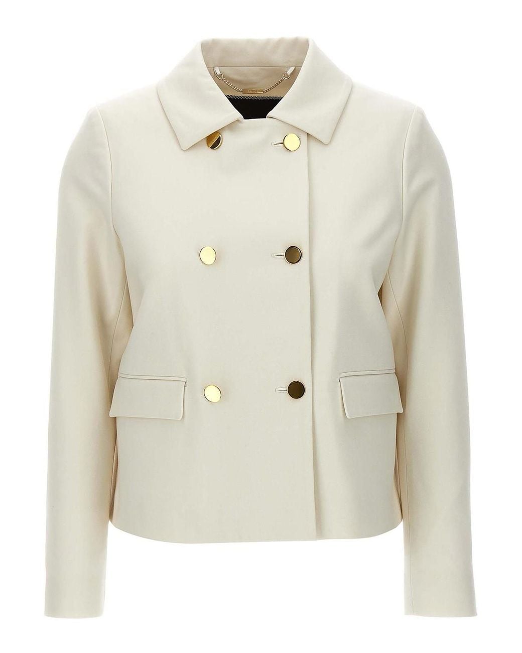 Kiton White Cropped Double-Breasted Jacket