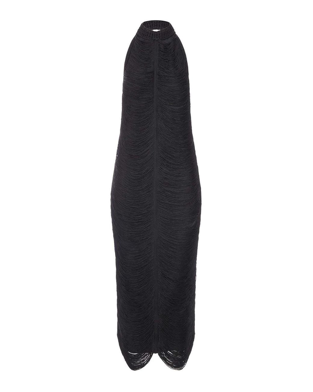 Bless Black Beryl Long Dress With Fringes