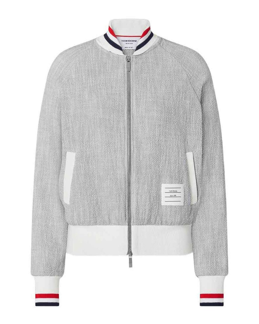 Thom Browne Gray Zip-Up Bomber Jacket