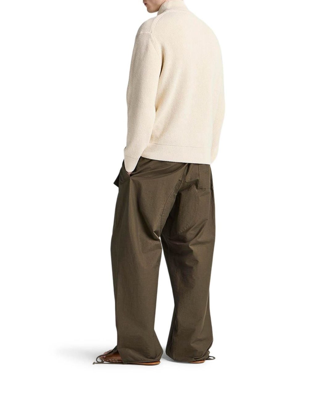 J.W. Anderson White J.W.Anderson Ribbed Sweater With High Neck And Zip for men