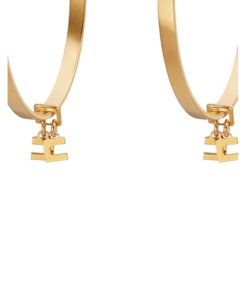 Elisabetta Franchi Metallic Logo Earrings