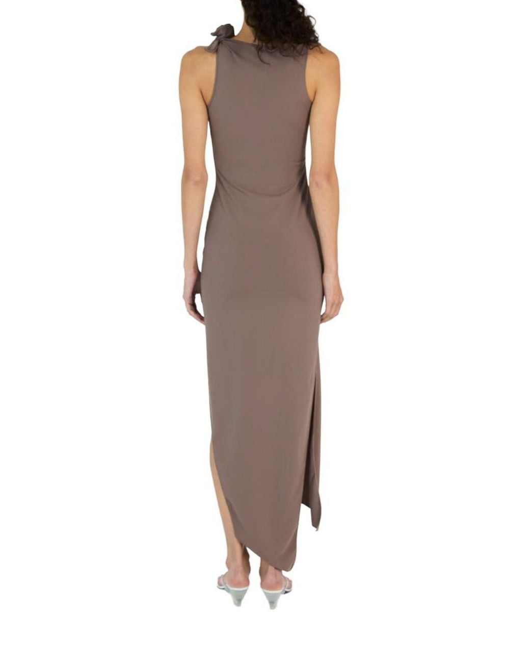 Coperni Brown Asymmetric Flower Dress