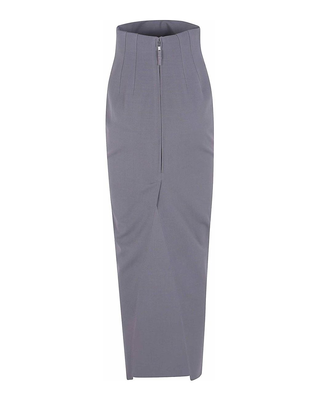 Rick Owens Gray Zipped Raw-Hem Maxi Skirt