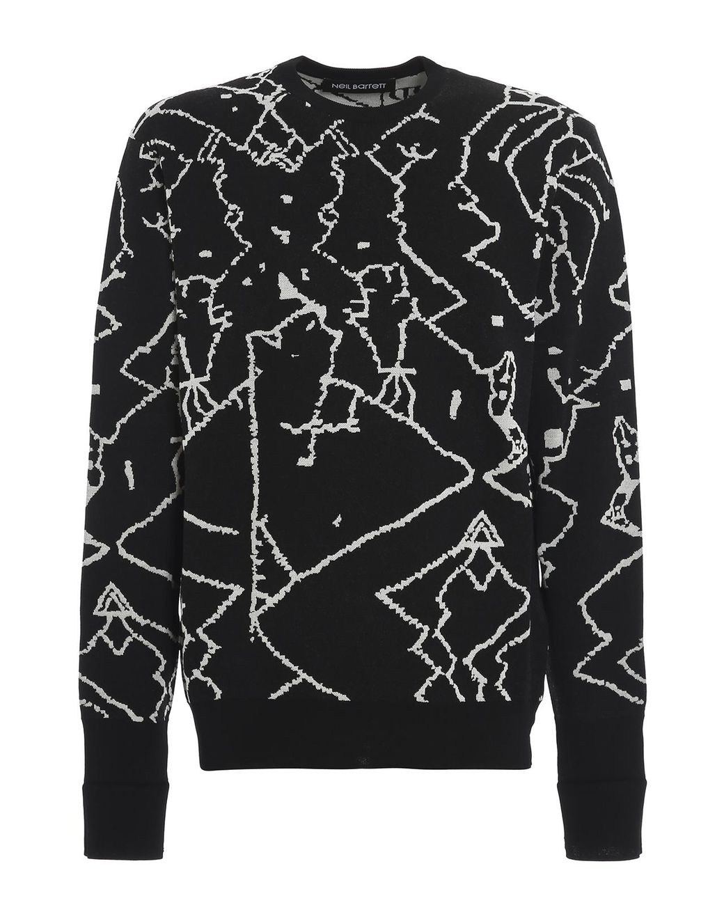 Neil Barrett Black Geometrical Intarsia Crew Neck for men