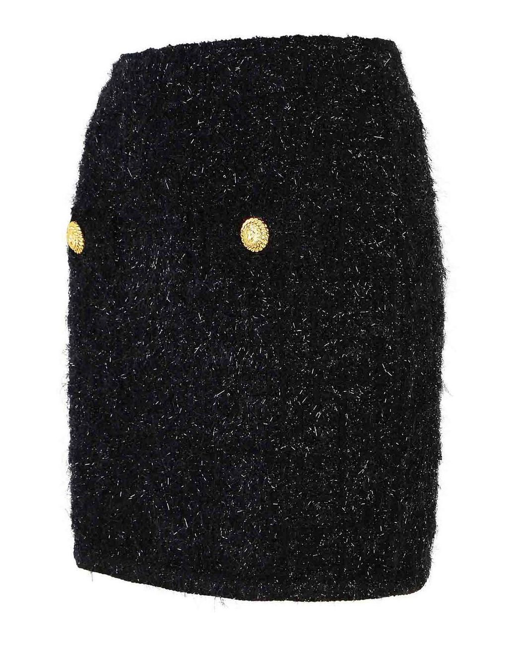 Balmain Black Viscose Blend Miniskirt