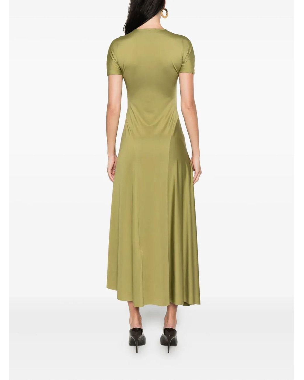 Victoria Beckham Green Short Sleeve Dress