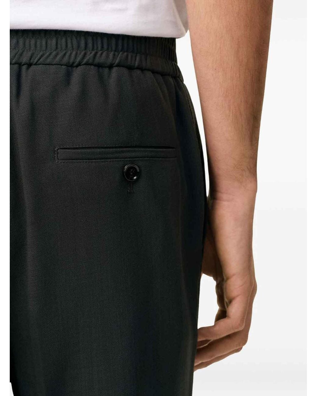 AMI Black Straight Trousers With Elastic Life for men