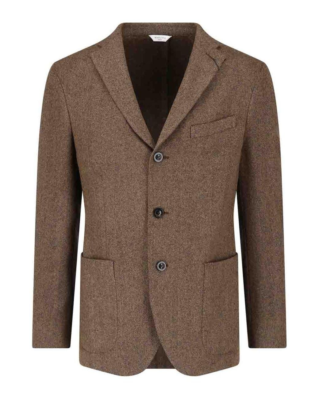 Boglioli Brown Single-Breasted Blazer for men
