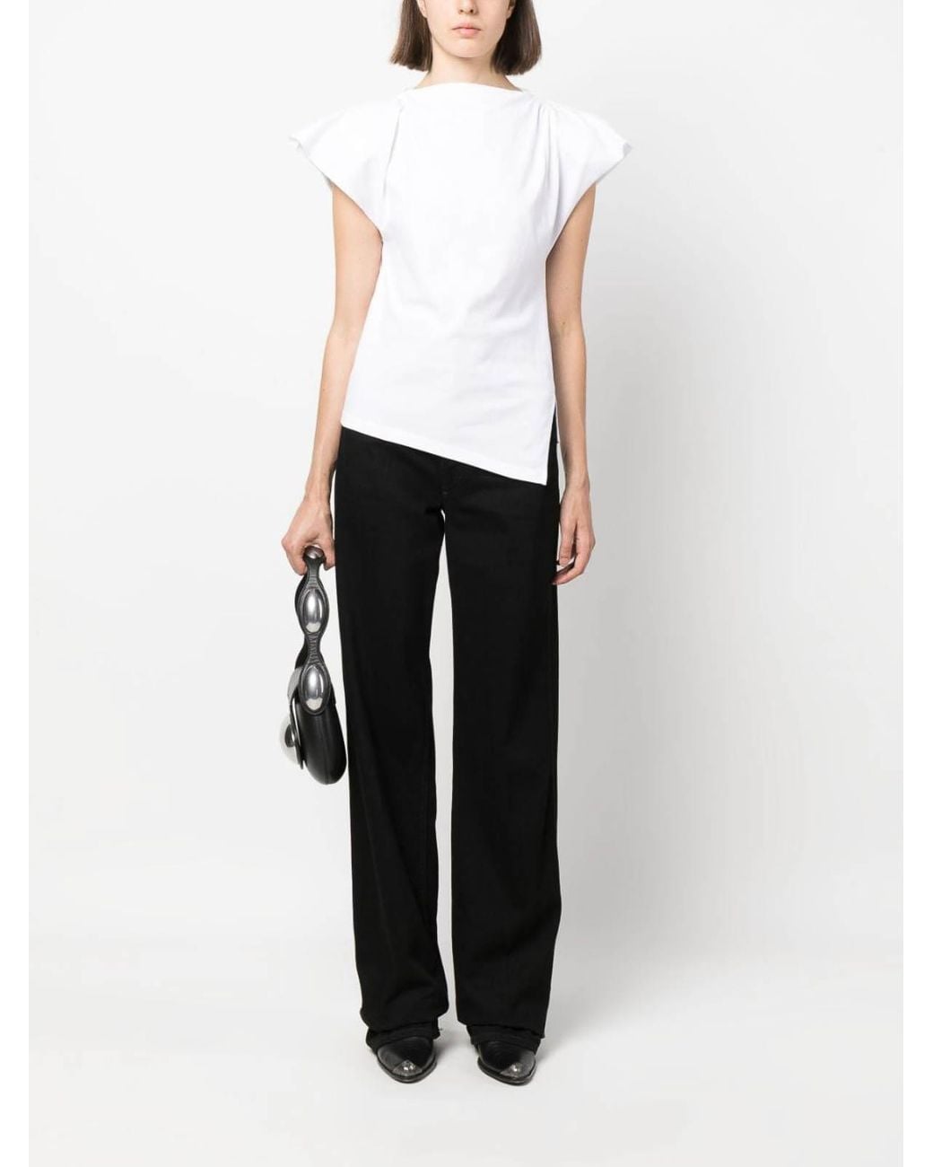 Isabel Marant White Sebani Padded Asymmetric T-Shirt