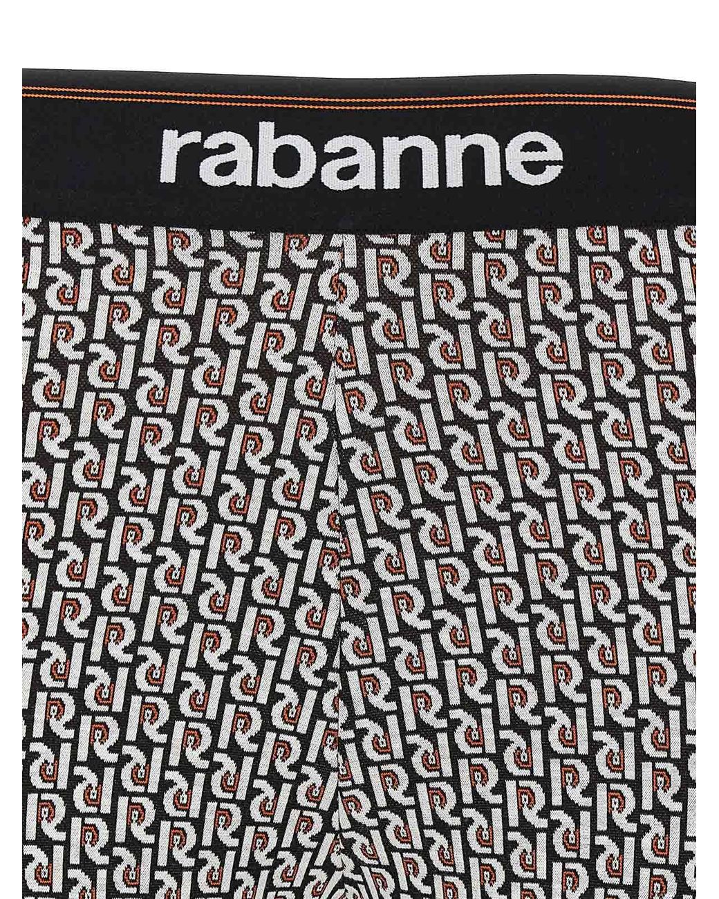 Rabanne Gray Stretch Leggings Monogram Elastic Waistband
