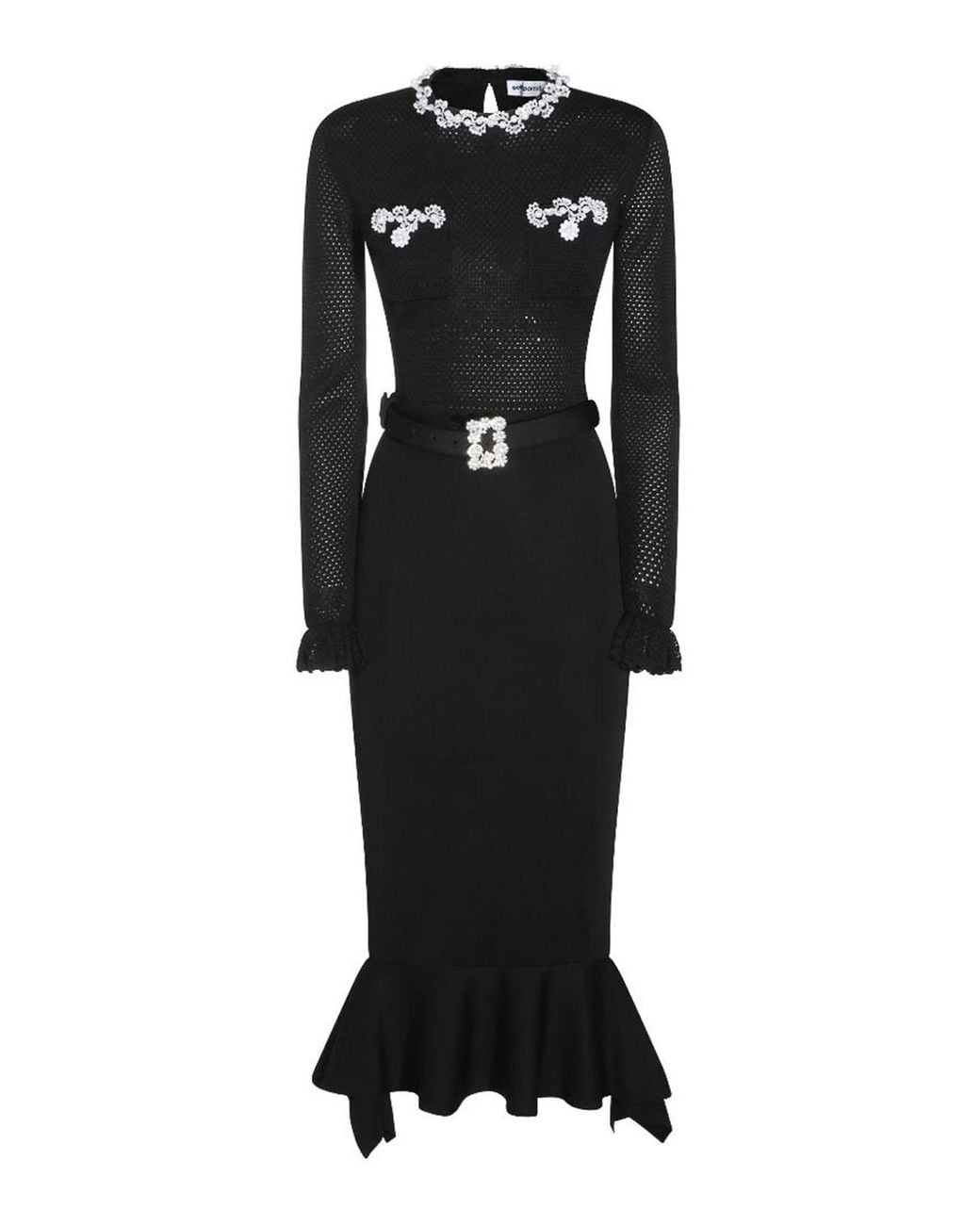 Self-Portrait Black Midi Dress