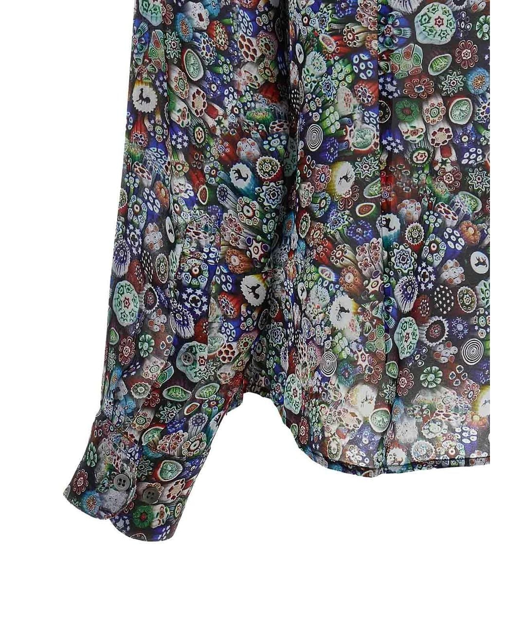 Dries Van Noten Gray Glass Kaleidoscope Viscose Shirt
