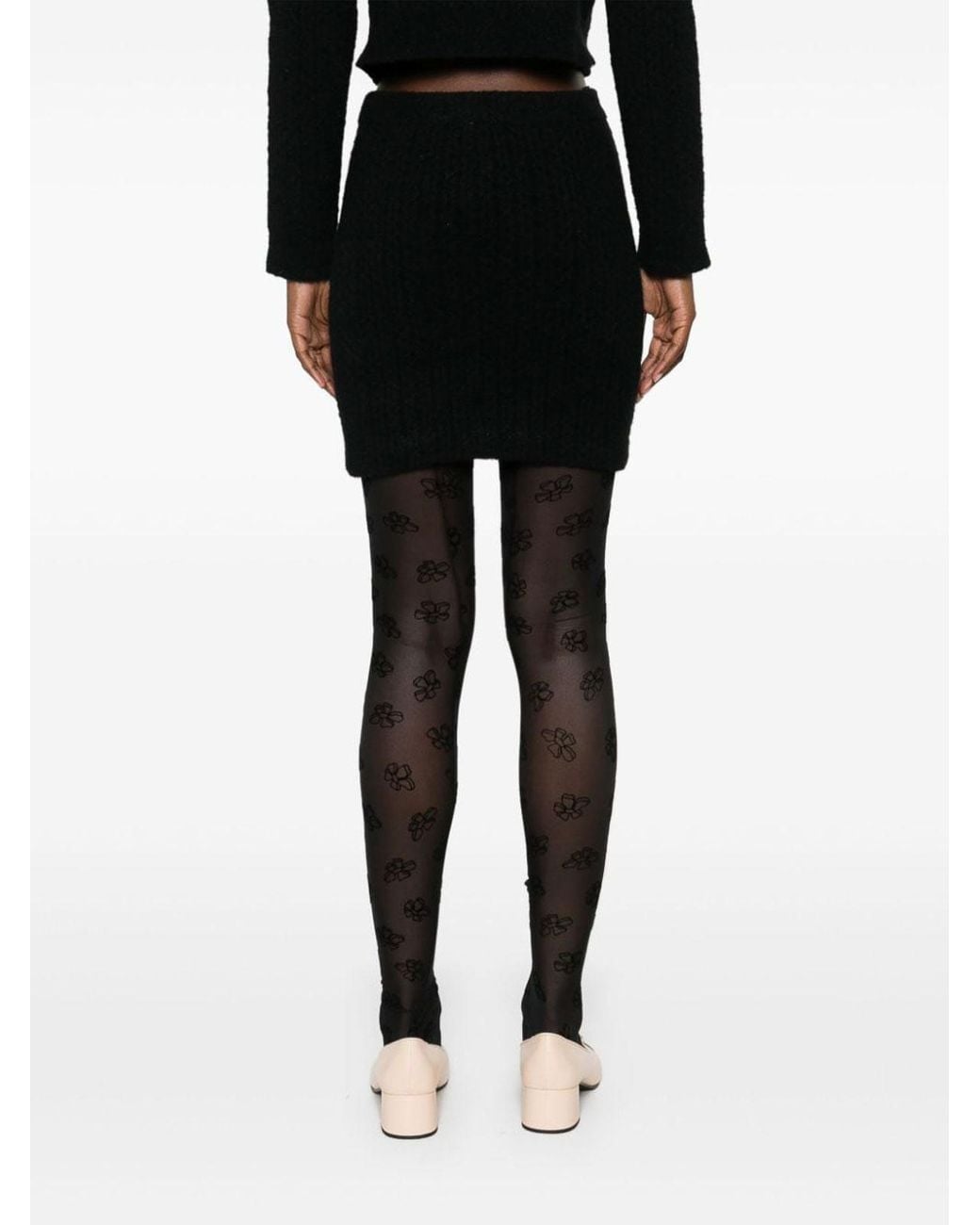 Self-Portrait Black Cashmere Blend Knit Skirt