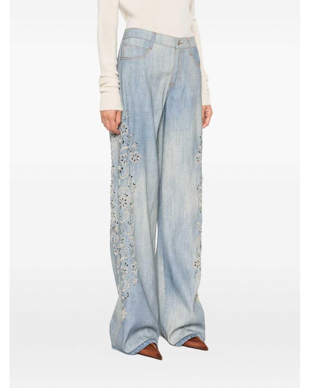 Ermanno Scervino Blue Faux-Denim Trousers