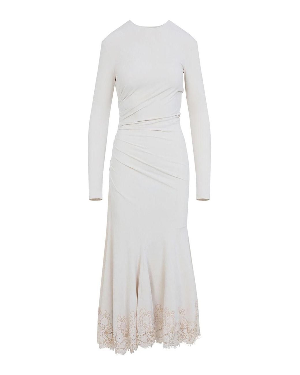 Alberta Ferretti White Velvet Midi Dress