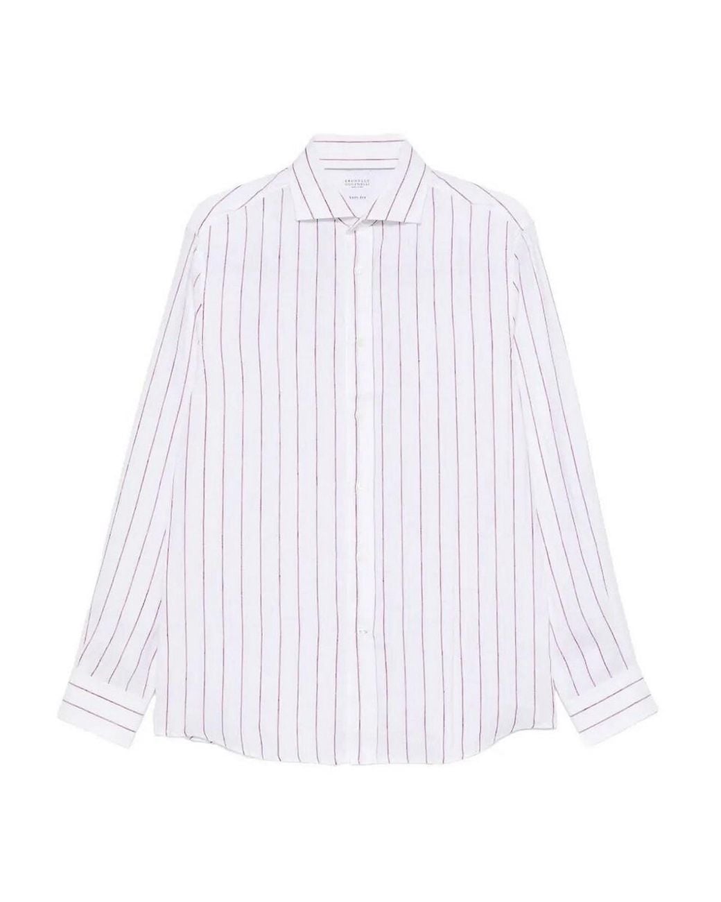 Brunello Cucinelli White Striped Shirt for men