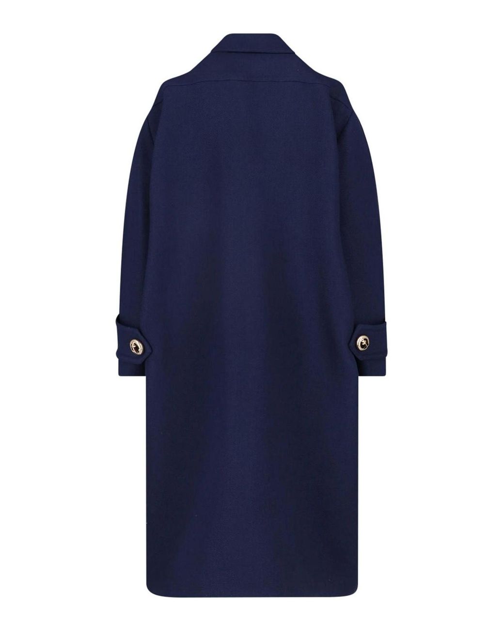 Balenciaga Blue Double-Breasted Wool Pea Coat