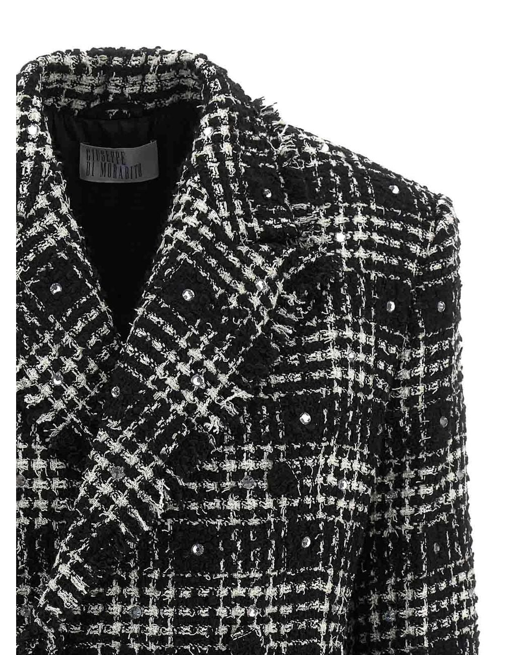 GIUSEPPE DI MORABITO Black Tweed And Rhinestone Blazer