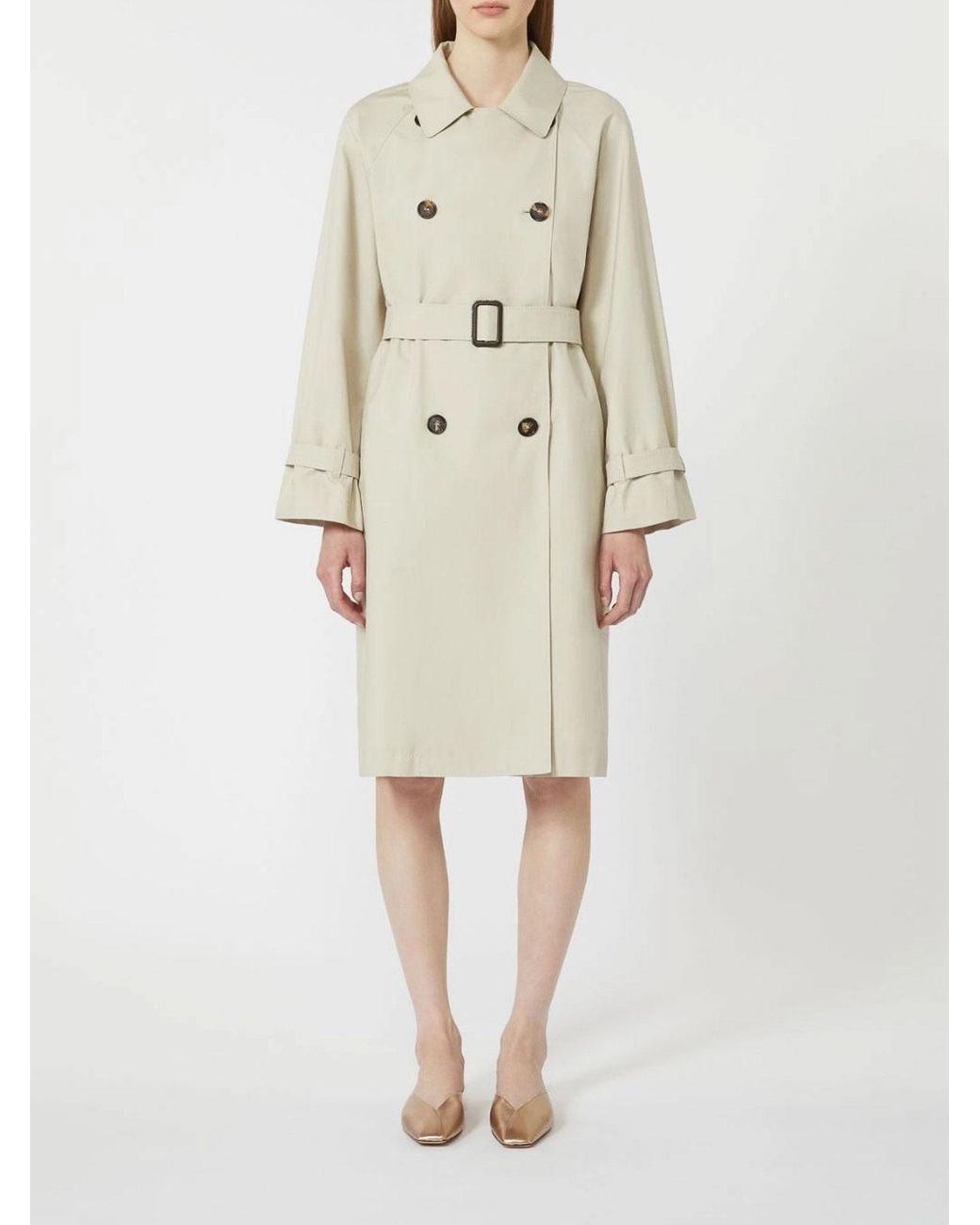 Max Mara Natural Double-Breasted Water-Repellent Twill Trench Coat