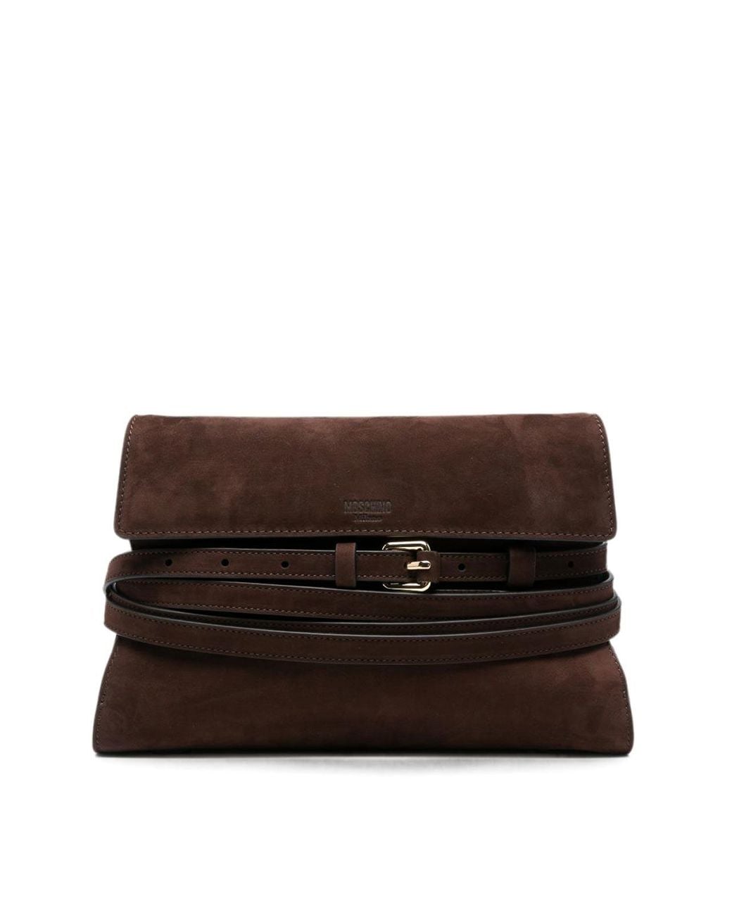 Moschino Brown Tie Me Leather Handbag
