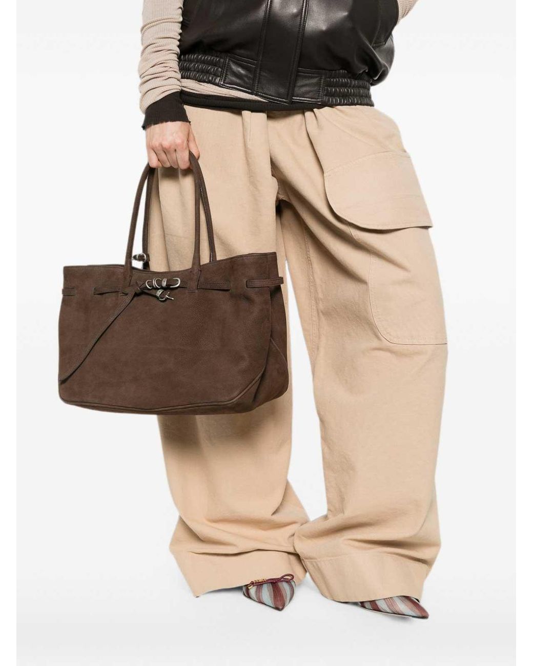 MARGE SHERWOOD Brown Leather Top-Handle Bag